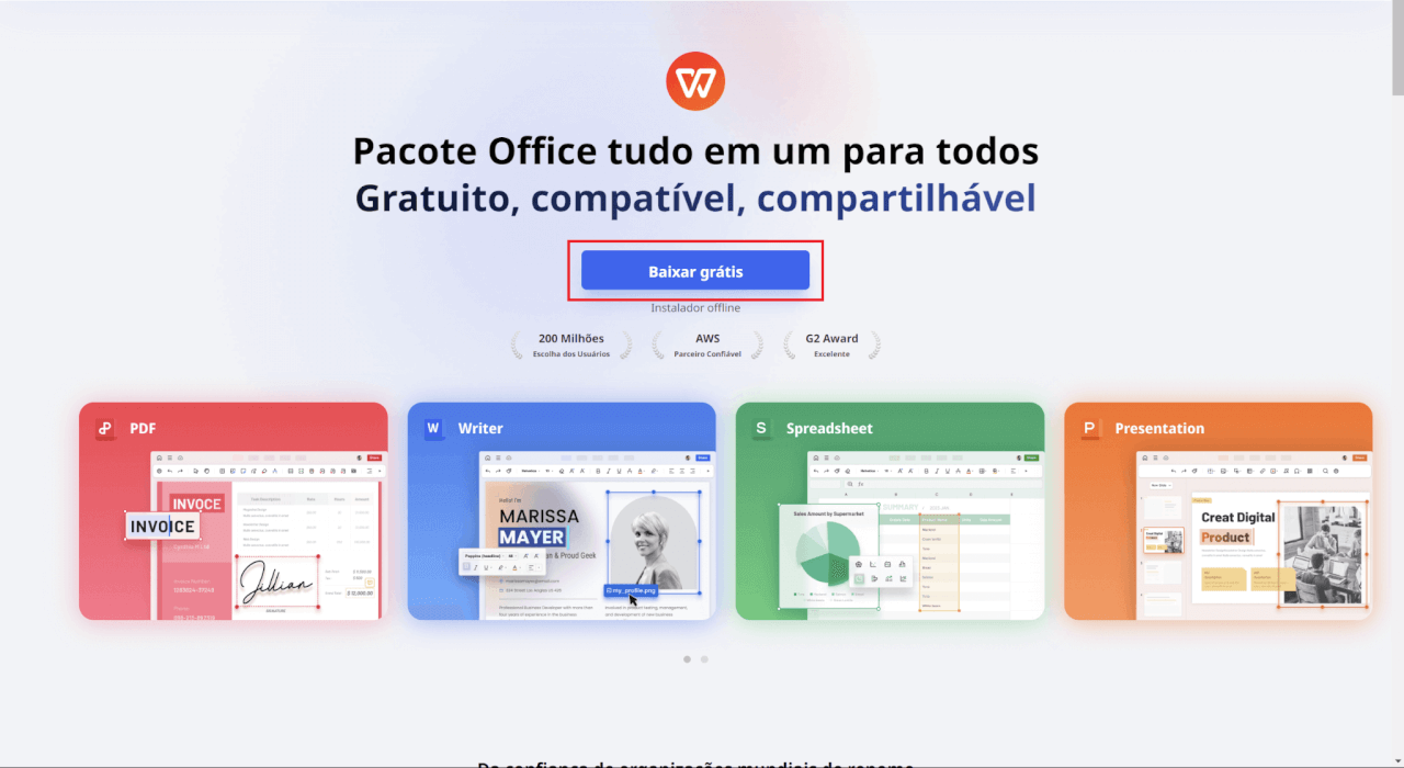 “Baixar WPS Office gratuitamente”