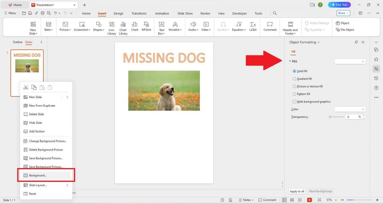 WPS Office change background color