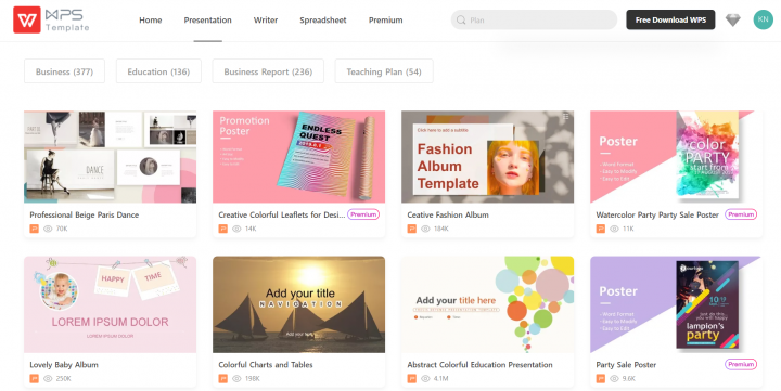 WPS Office template store