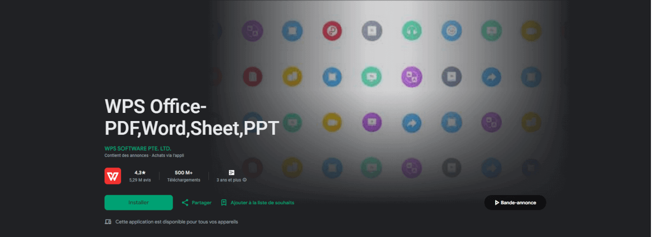WPS sur le Google Play Store