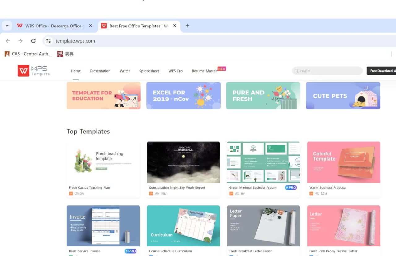 Tienda de plantillas de WPS Office