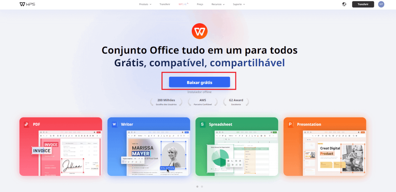 Página Inicial do WPS Office