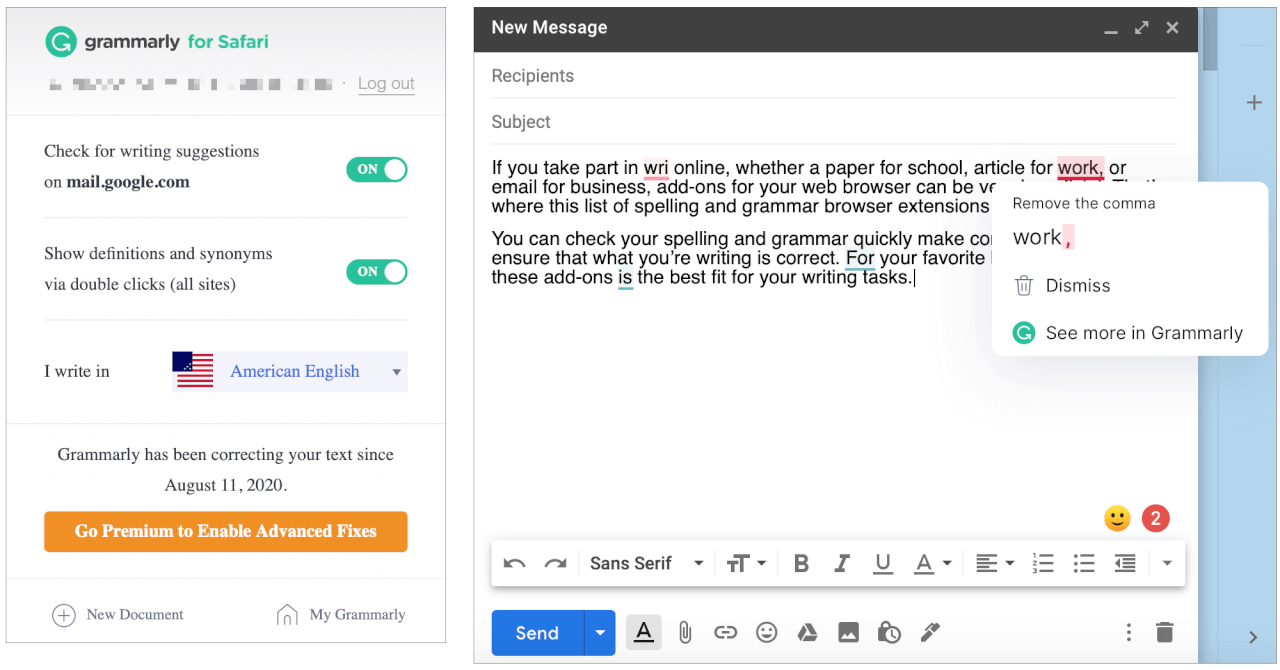 Spell checking within Browser Extensions and Plugins