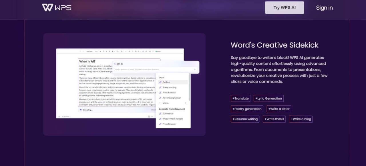 “Funciones de WPS AI”