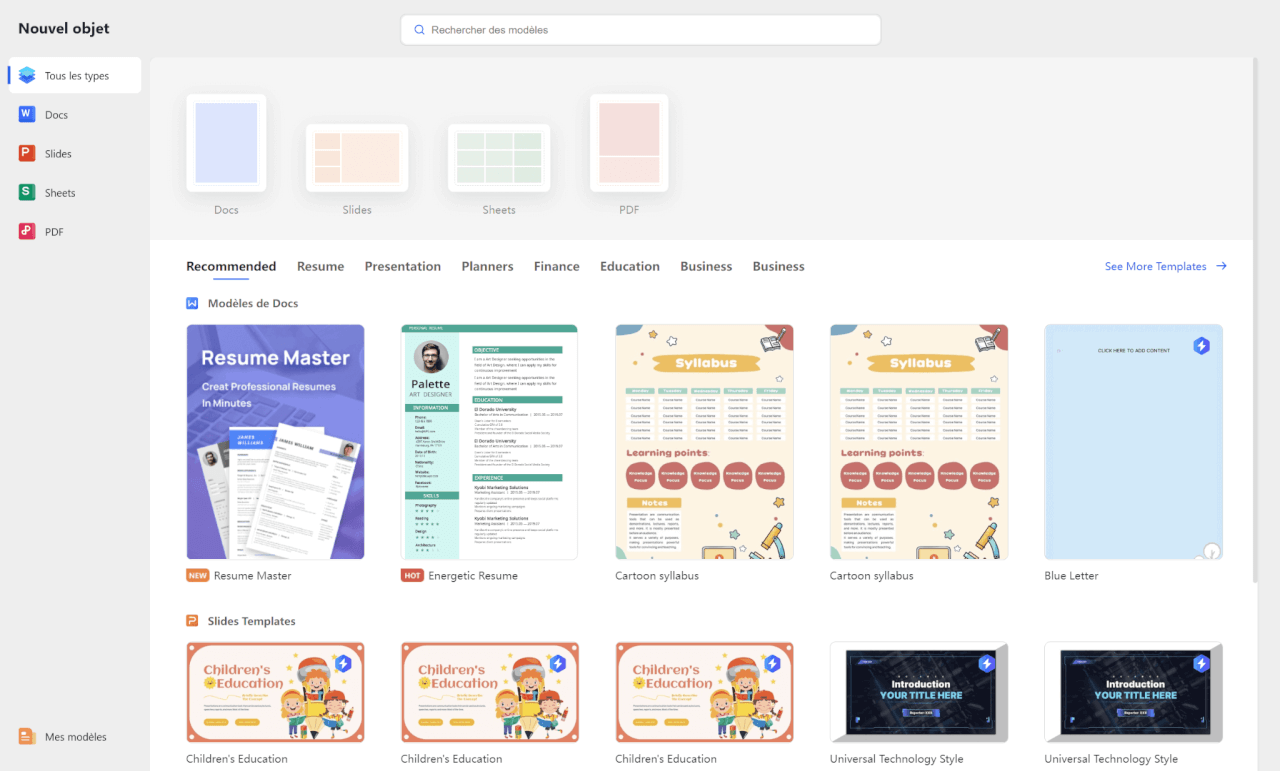 Interface WPS Office