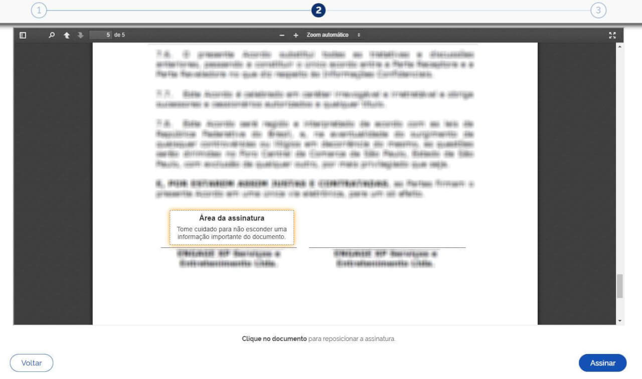 inserindo a assinatura no documento