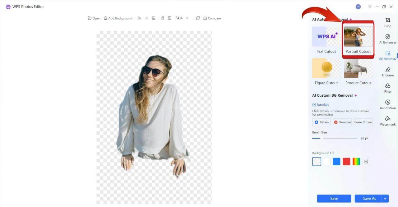 WPS Photos Portrait Cutout