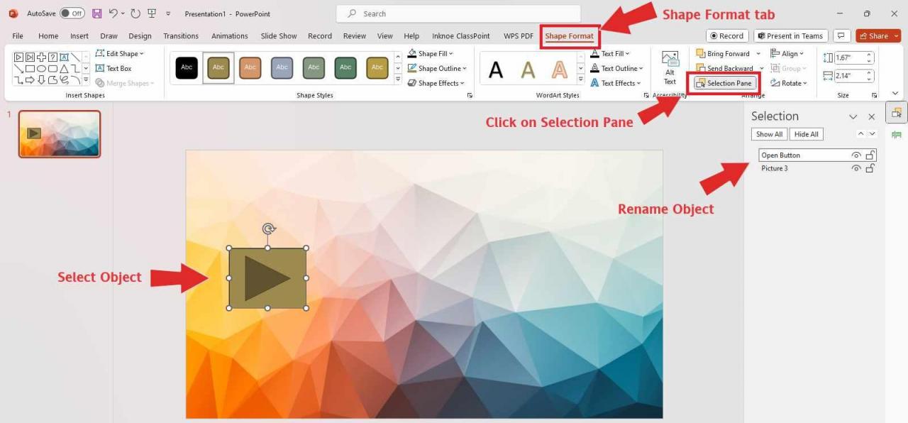 PowerPoint Rename object