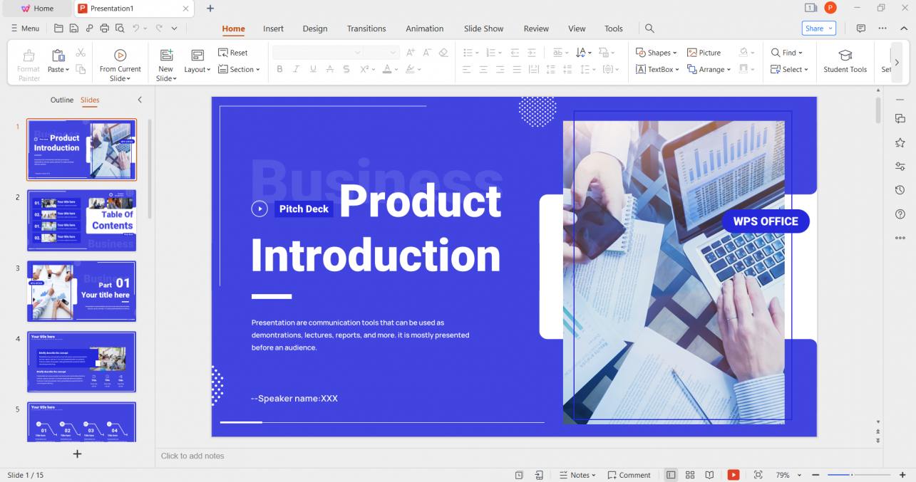 WPS Slides edit template.
