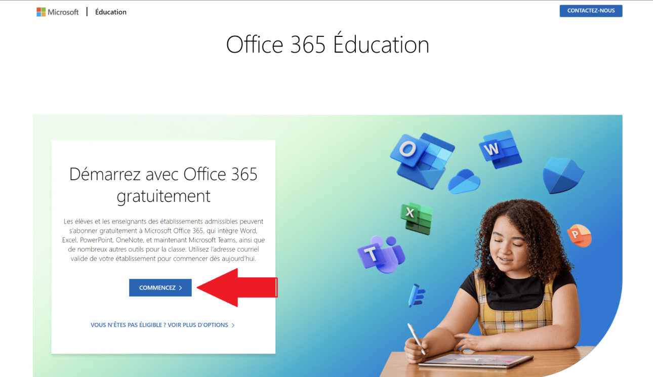 page de destination d'Office 365
