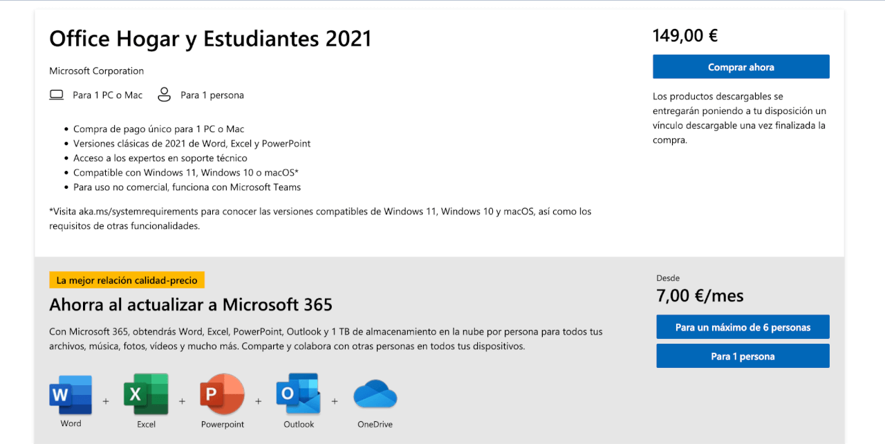Descargar Office Hogar y Estudiantes 2021