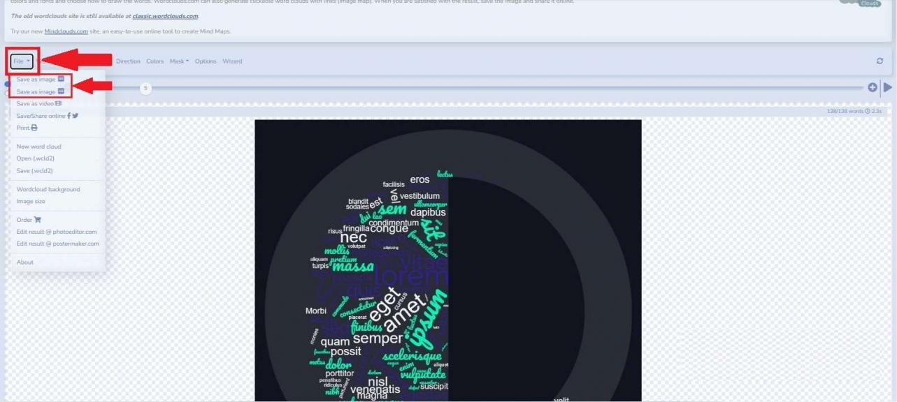 Word Clouds PowerPoint word cloud saving process