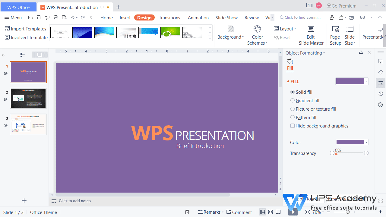 How to change the background color of slides | WPS Office Academy