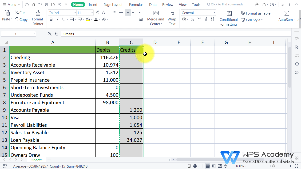 How To Combine Debit And Credit Columns In WPS Office Excel WPS