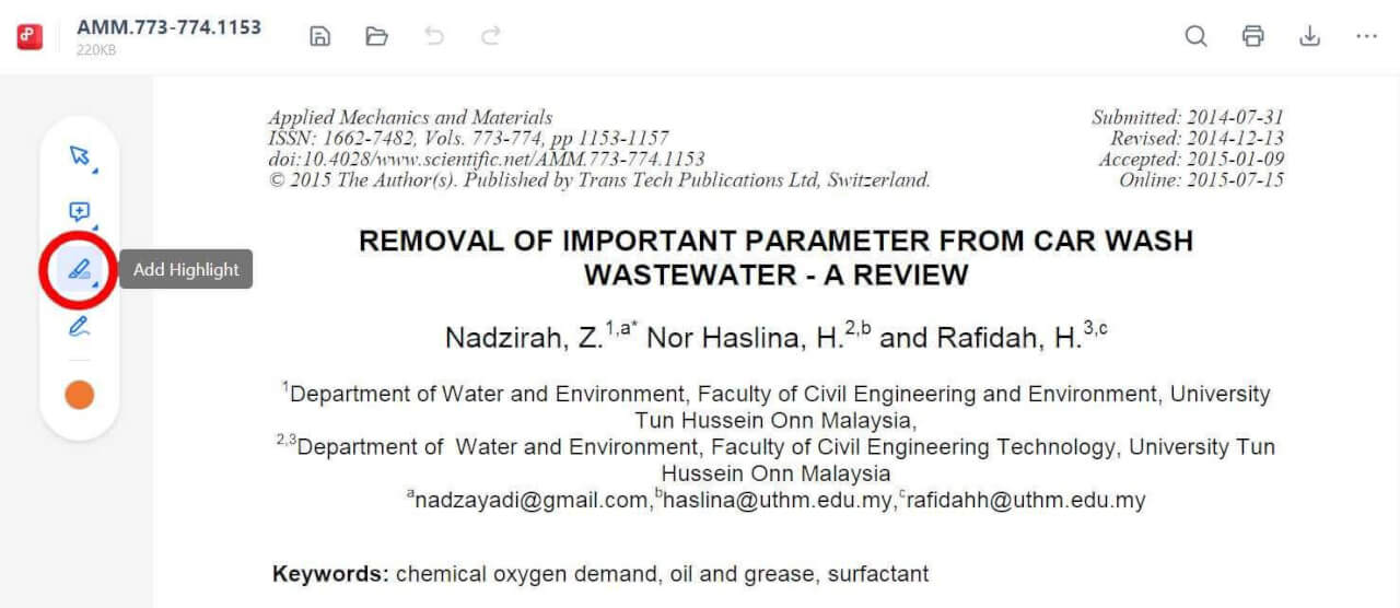 WPS PDF Extension add highlights feature