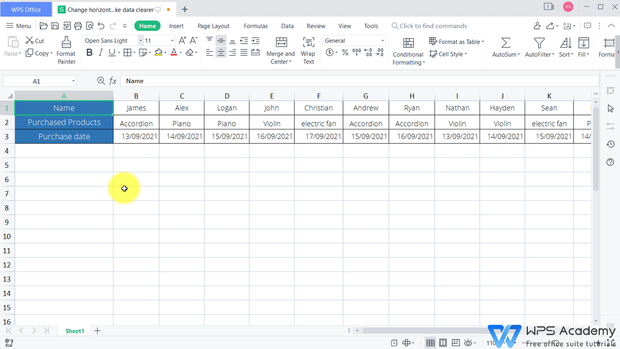 Change horizontal data to vertical and make data clearer | WPS Office  Academy