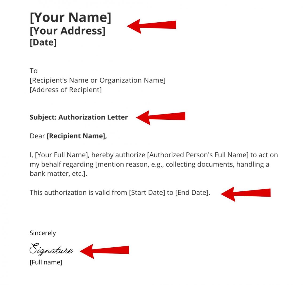 Authorisation Letter Elements