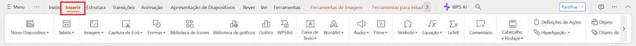 Guia Inserir do WPS Presentation