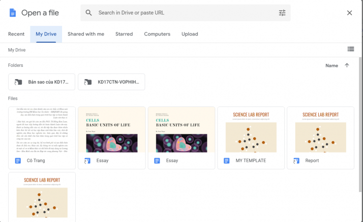 elige la plantilla deseada
