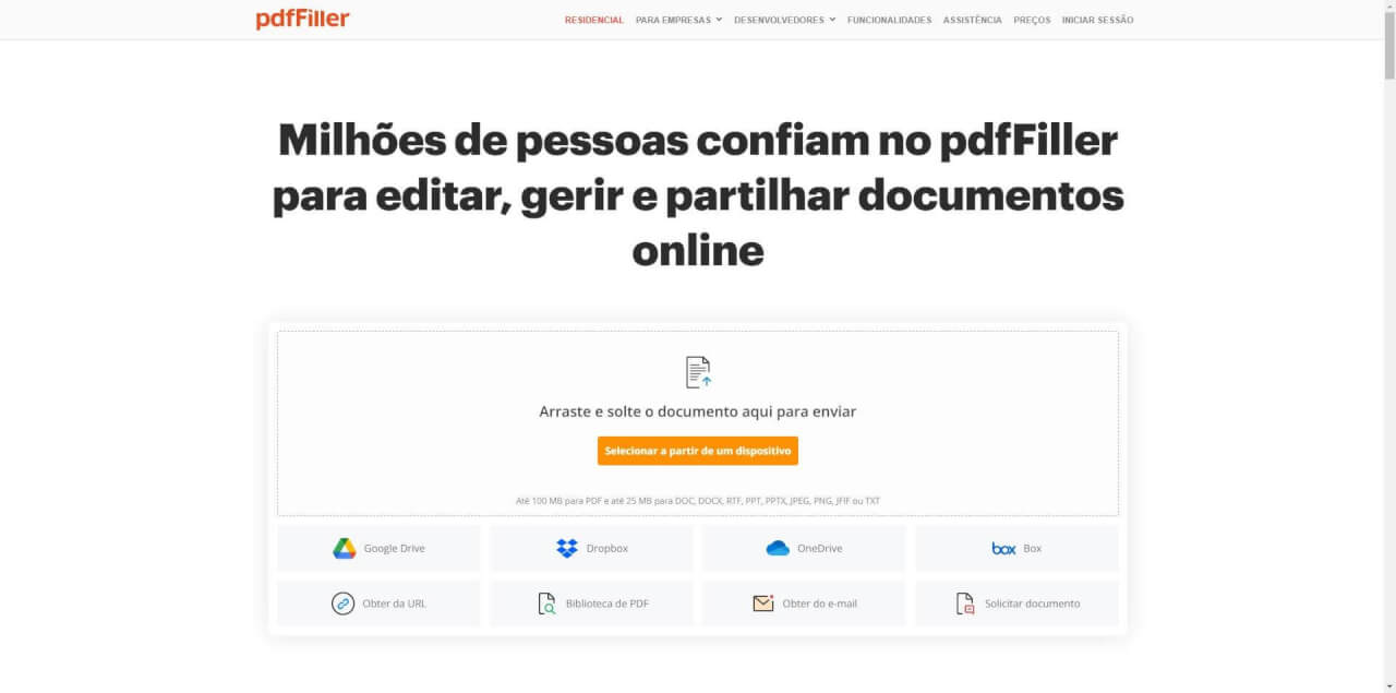 Página de pdfFiler