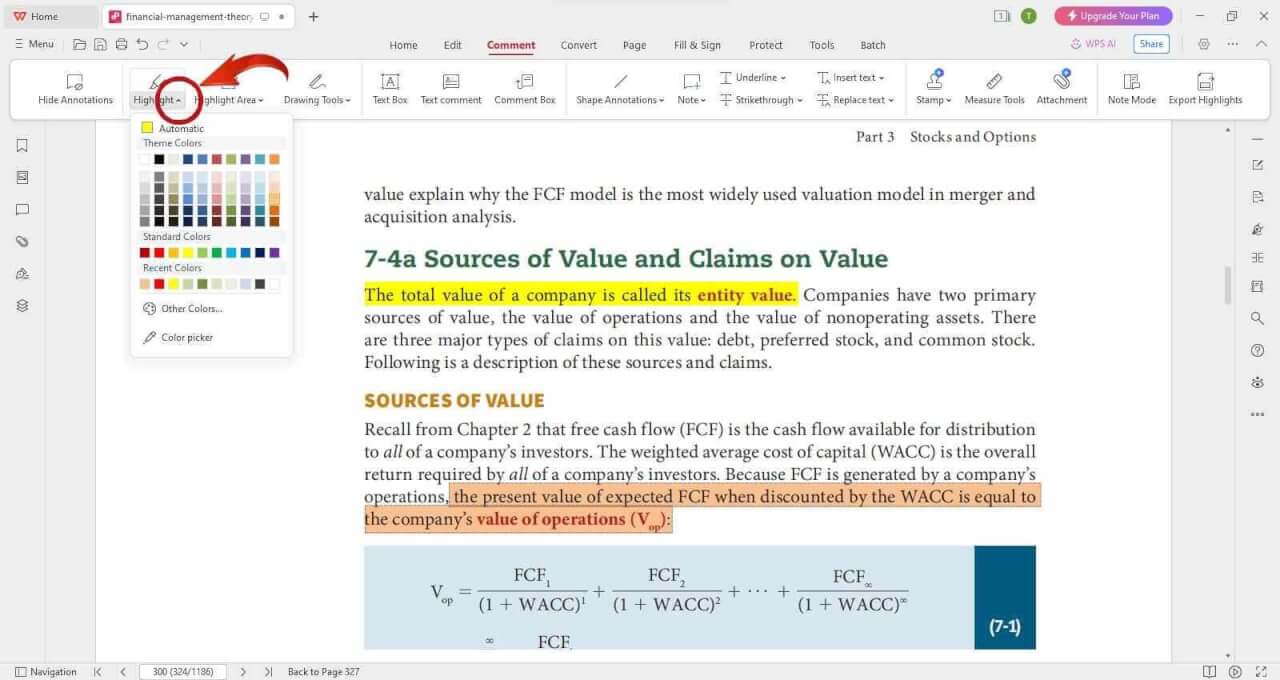 Change Highlight Color in WPS PDF