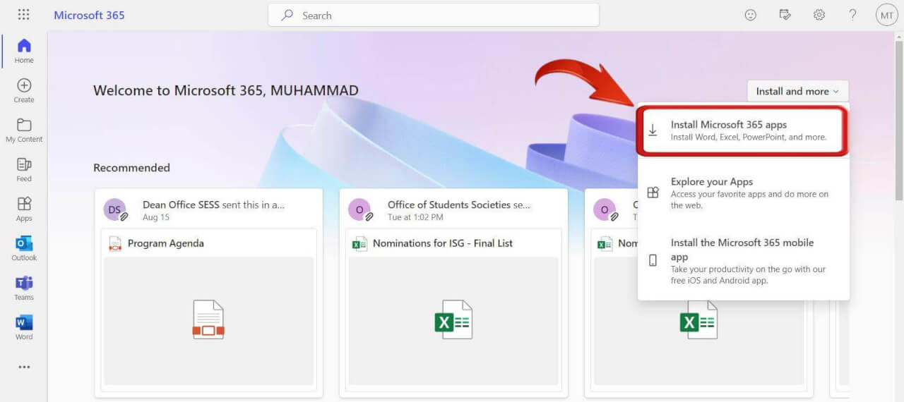 Install Microsoft 365 apps