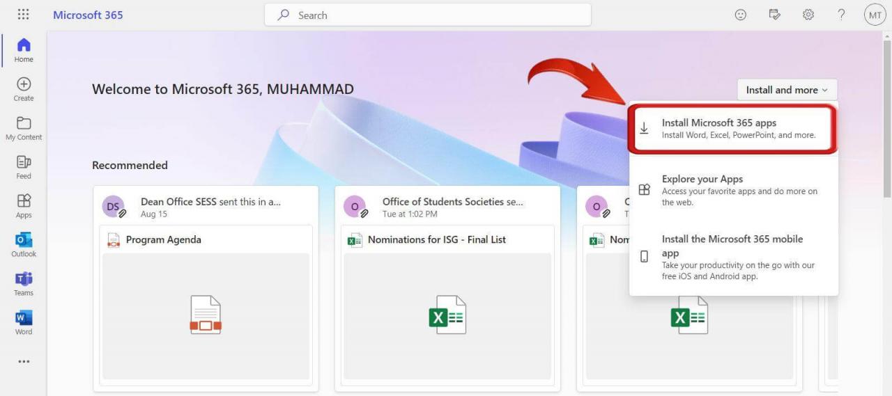 Microsoft 365 uygulamalarını yükle