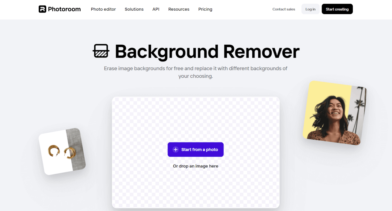 Photoroom Background Remover Home Page