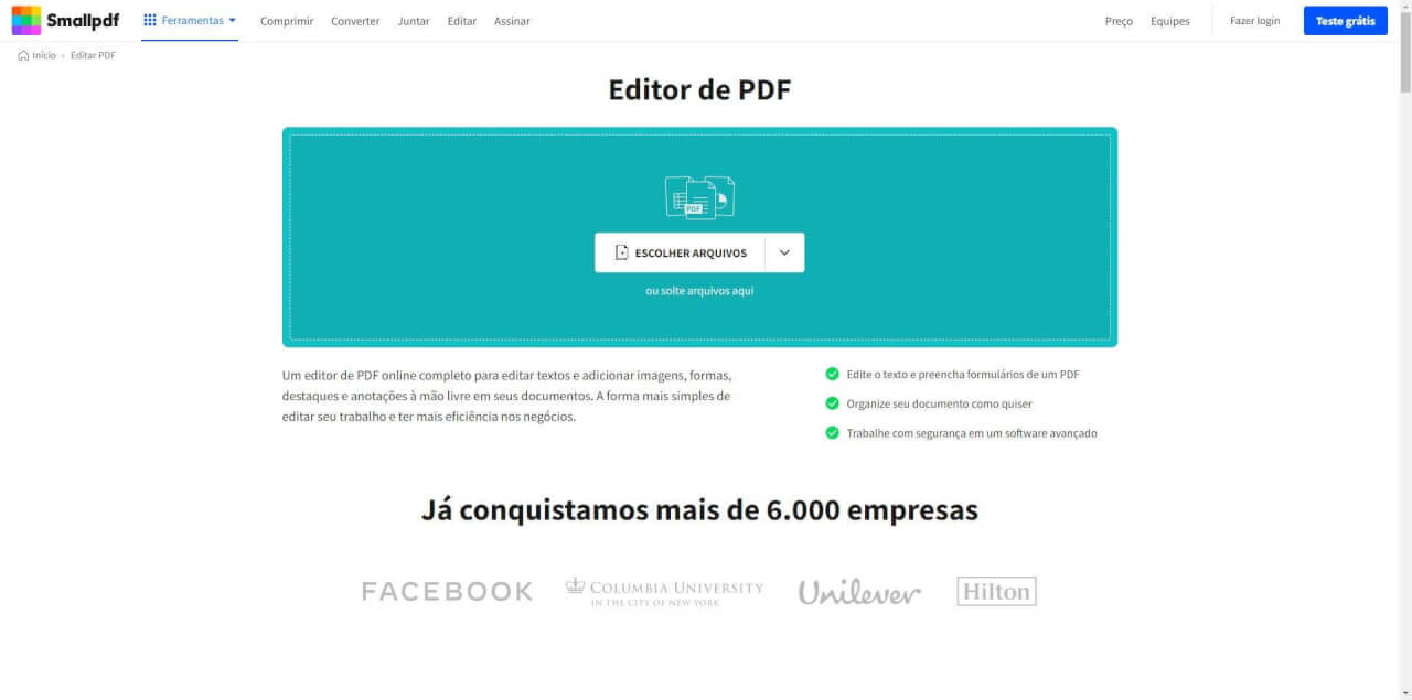 Página de SmallPDF