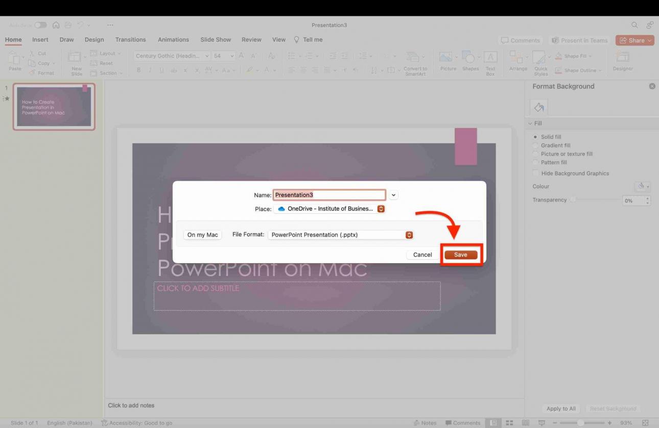 PowerPoint Mac save presentation