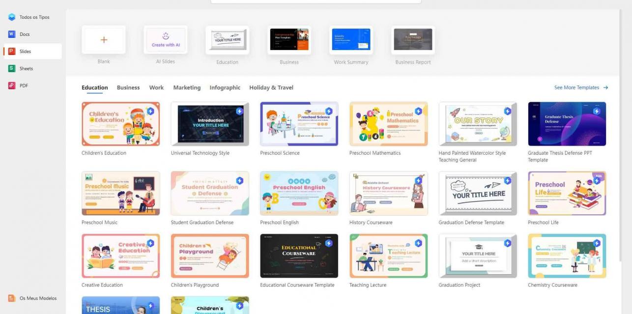 modelos prontos do WPS Office