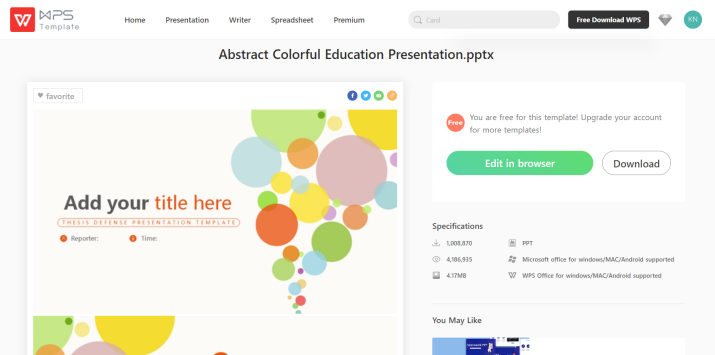 WPS Office presentation template