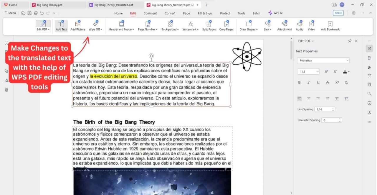 Post-translation editing