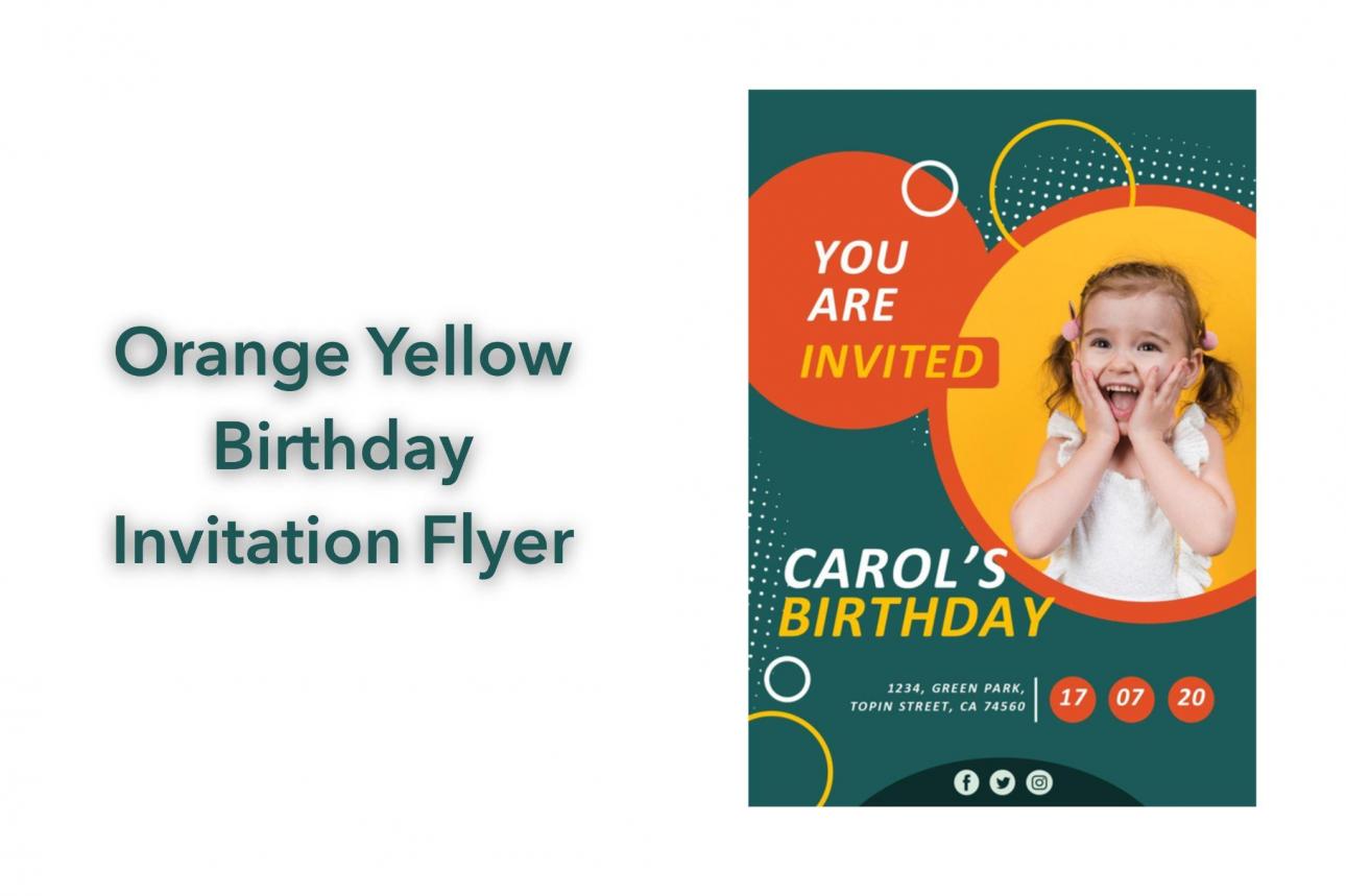 Orange Yellow Birthday Invitation Flyer Template