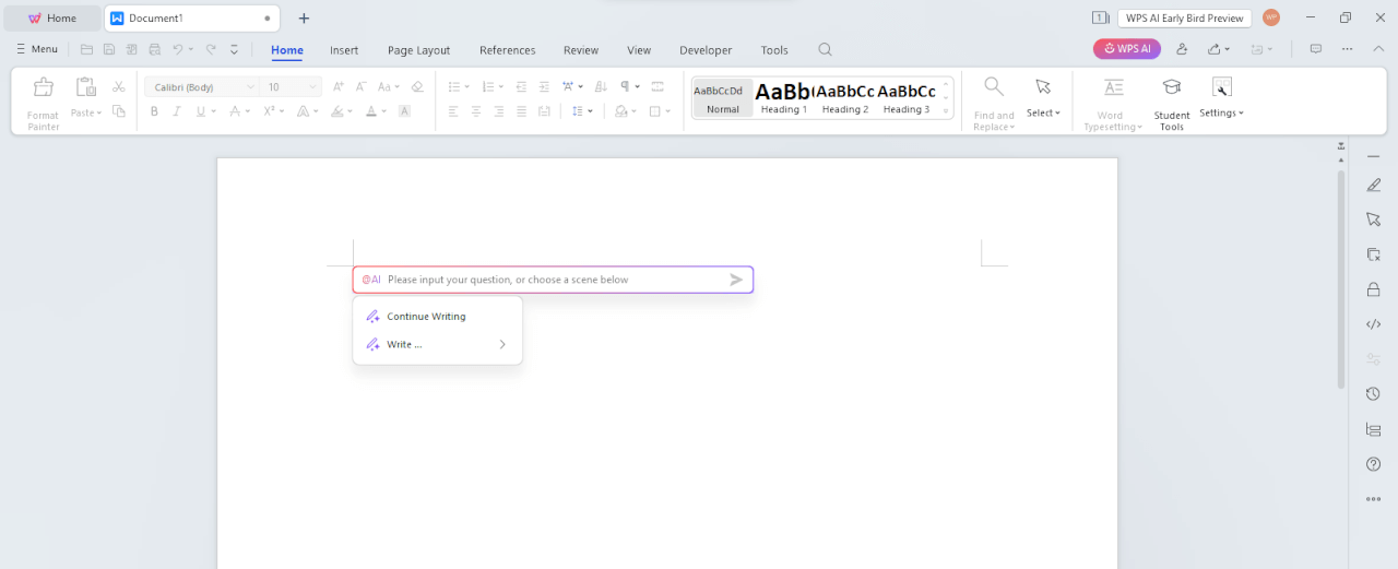 Interface de IA do WPS