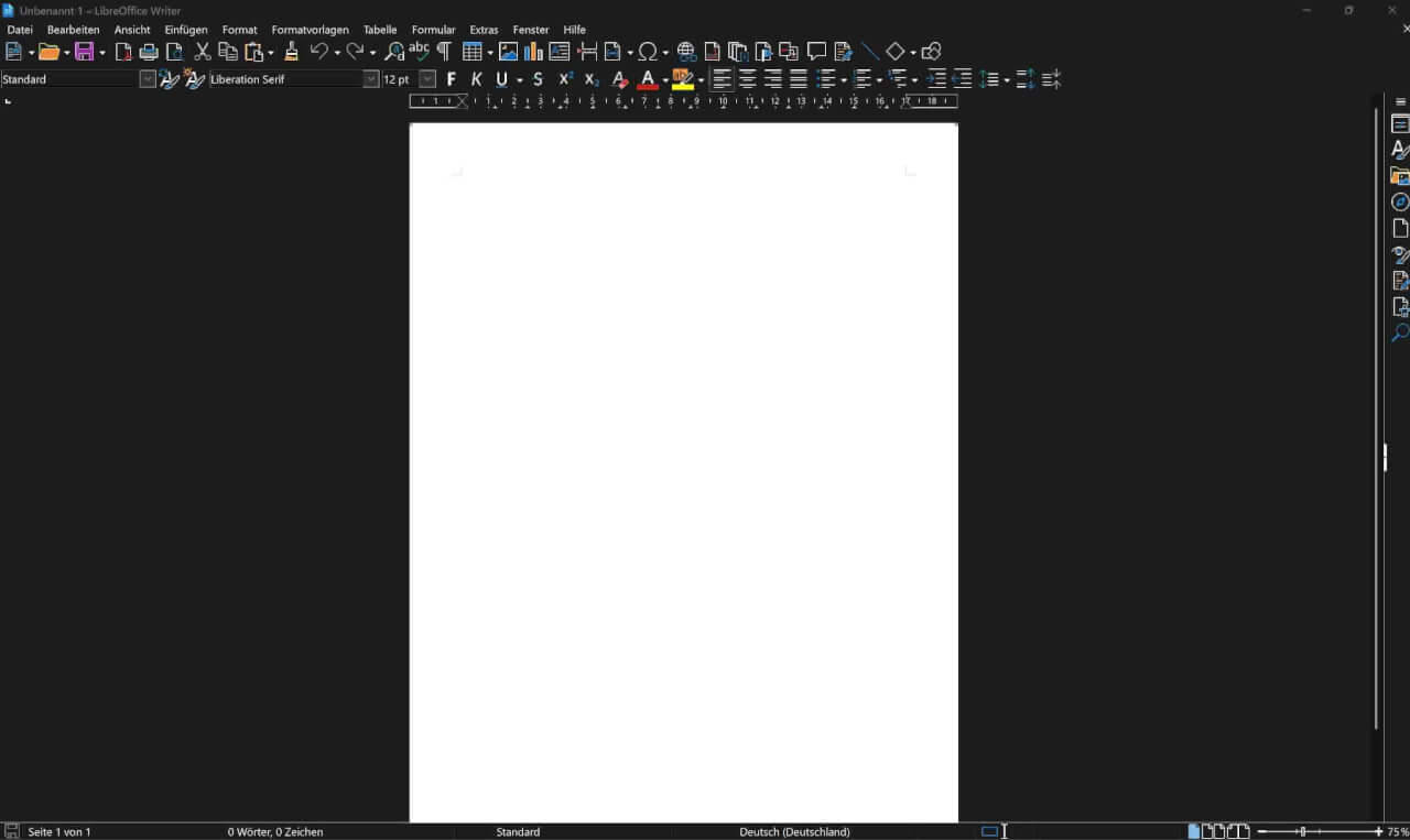 Libre Office Benutzeroberfläche