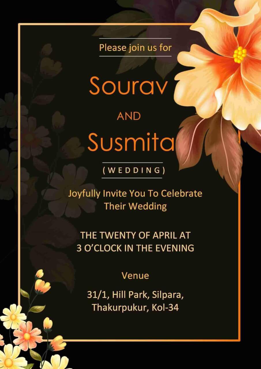 Flower Wedding Invitation Card