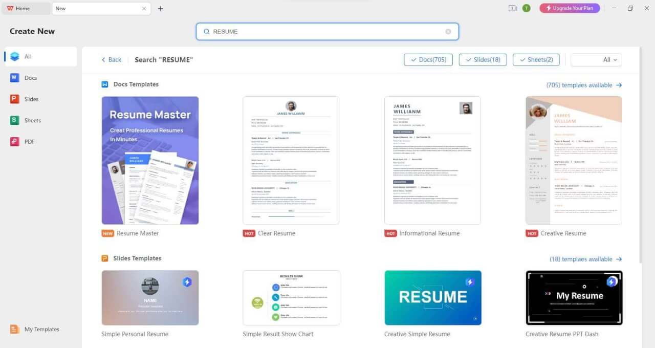 WPS Resume Templates