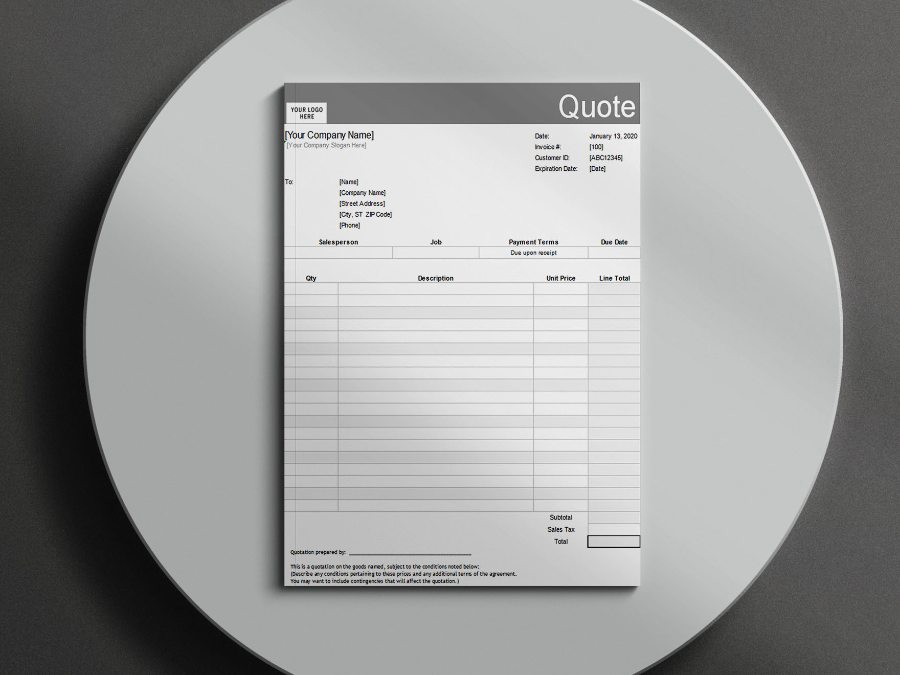 10 Bill Formats in Excel Free Download