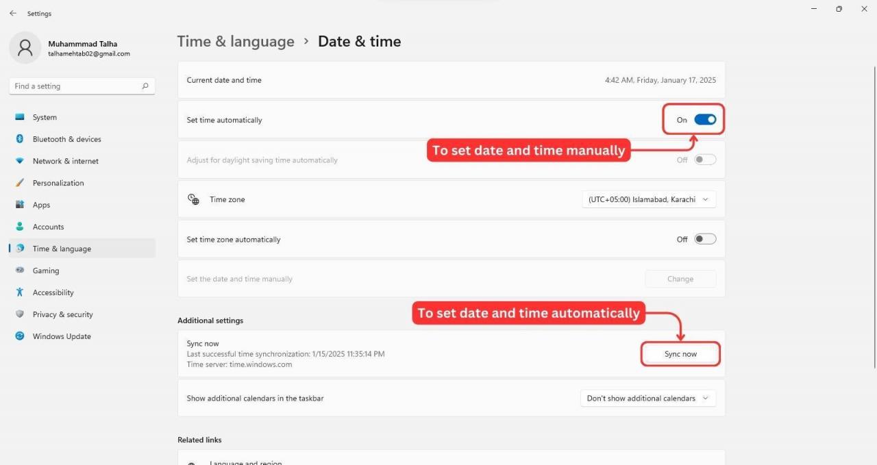 Tarih ve Saati Ayarla