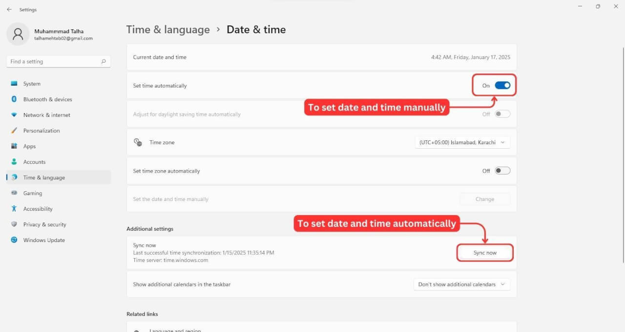 Datum en tijd aanpassen