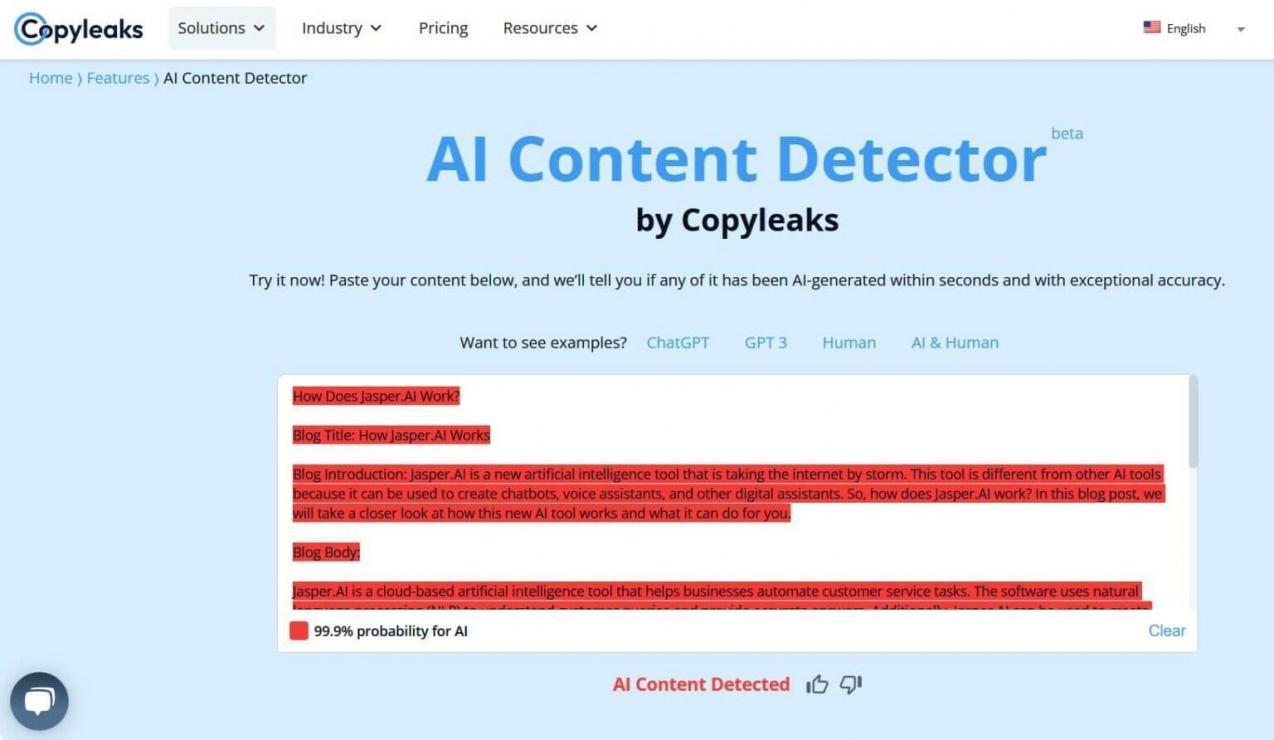 오탐률이 적은 Copyleaks의 AI 탐지기