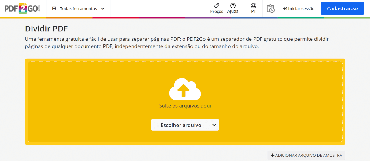 interface do PDF2Go