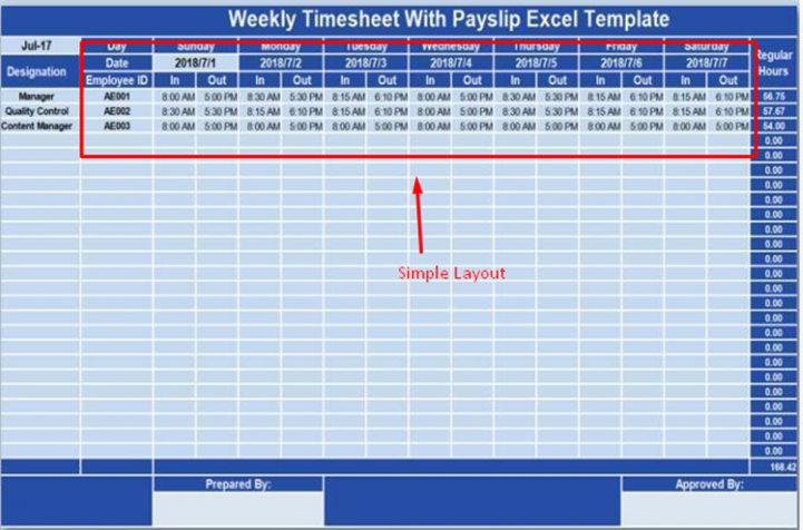 simple layout of time card template