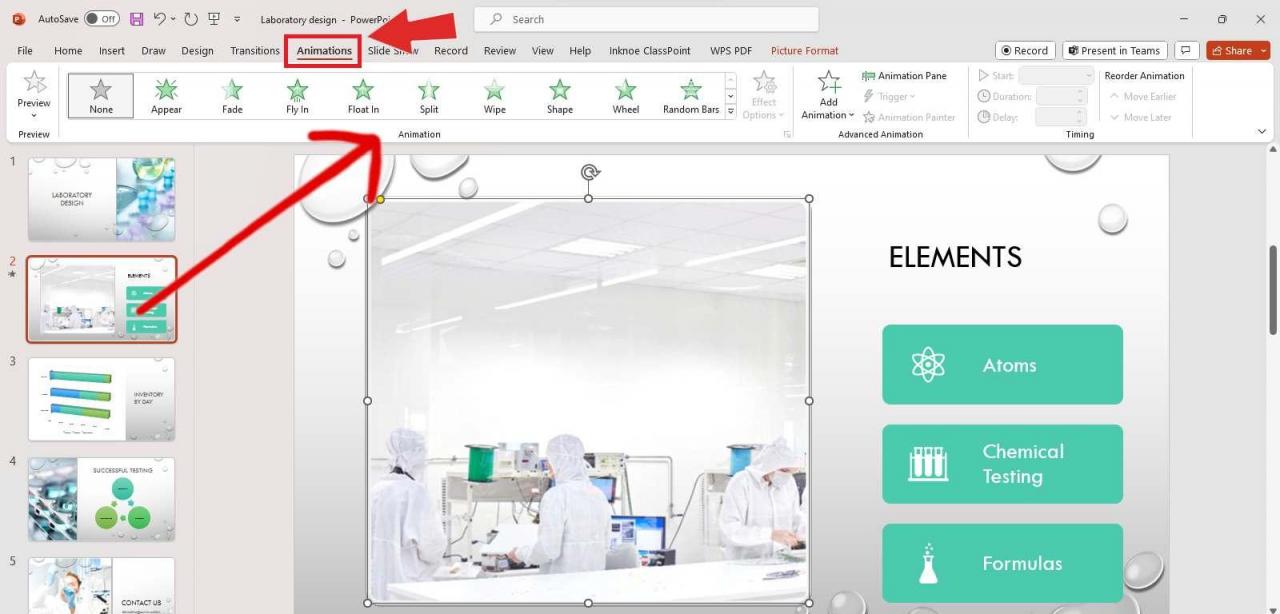  PowerPoint Animations tab