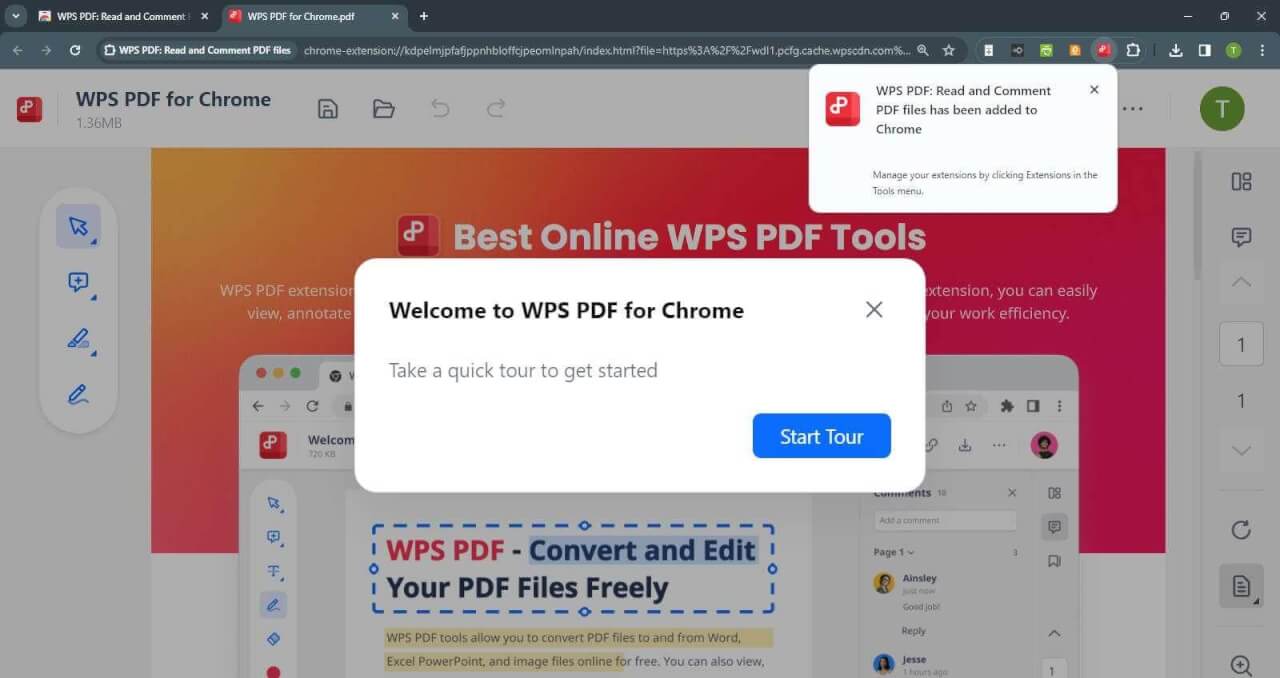 WPS PDF Extension Tour