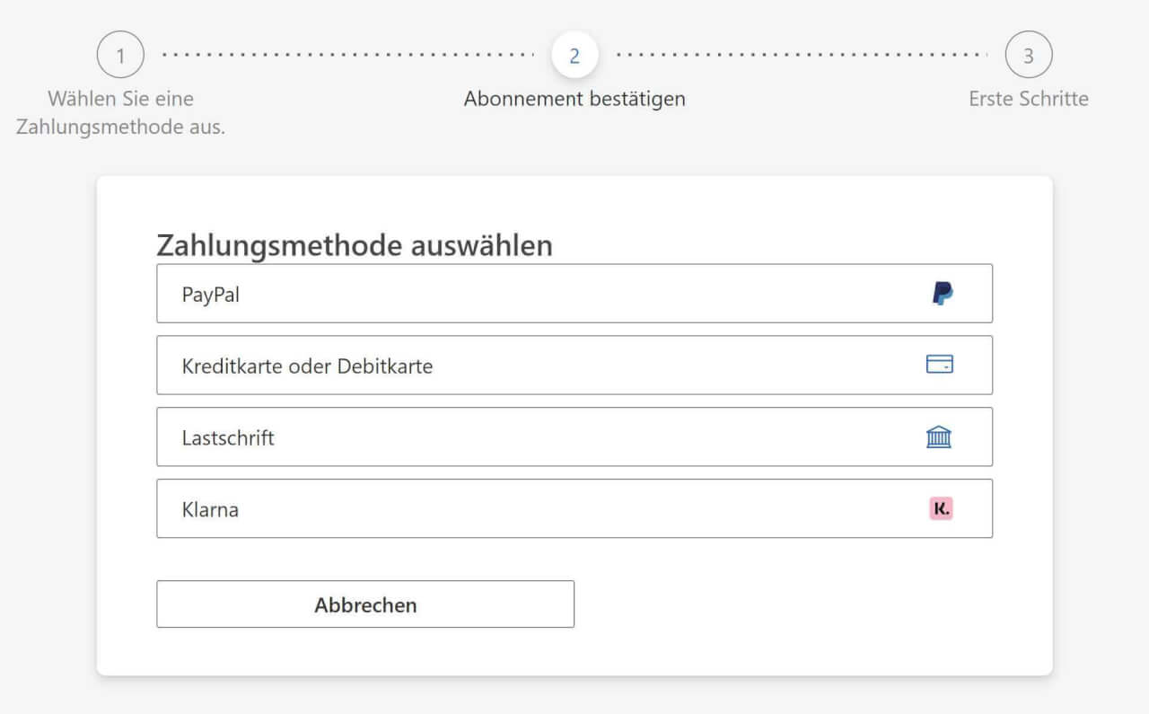 MS Zahlungsart festlegen