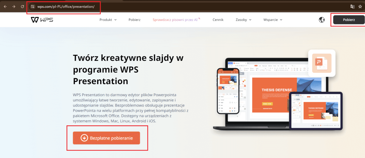 Strona internetowa WPS Presentation