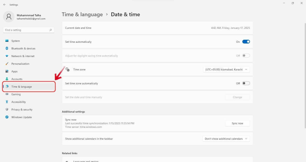Heure et langue de Windows