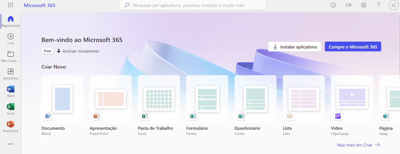 interface do Microsoft 365